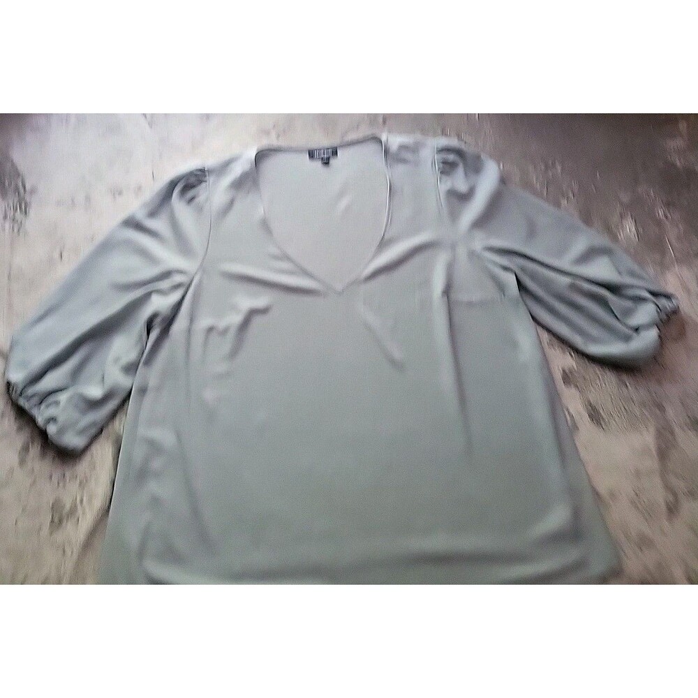 ModCloth Blouse  Women  Plus Size 1X Soft Teal Short Puff  Sleeves /Sheer
